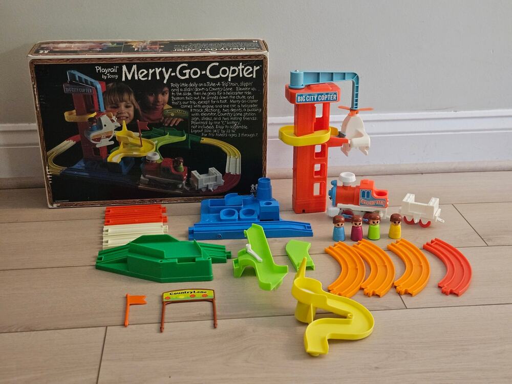 Vintage 1978 Tomy Playrail Merry-Go-Copter | Complete Working Train Set Boxed
